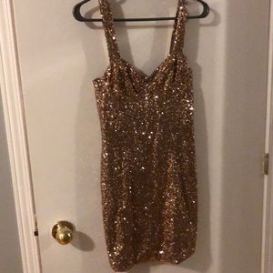 Sparkly gold mini dress